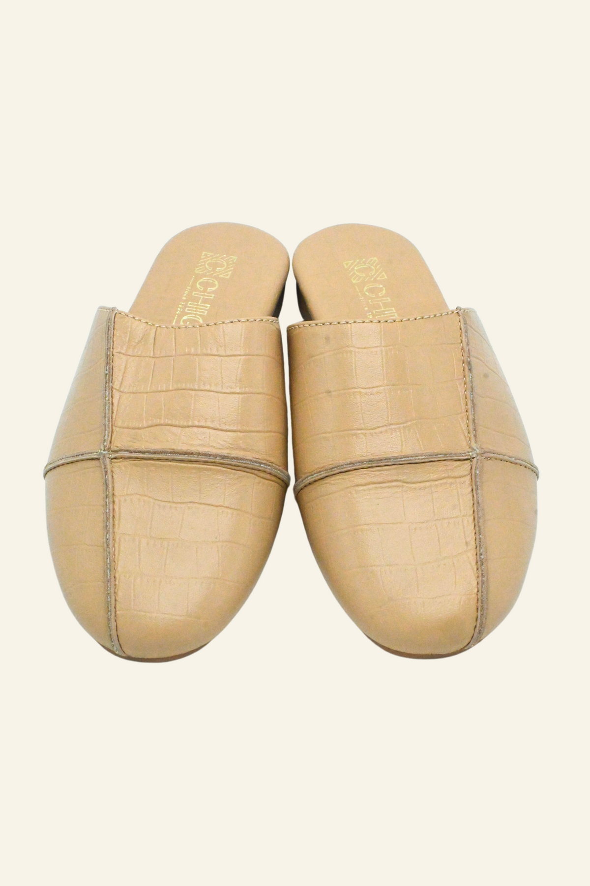 Beige Leather Slippers