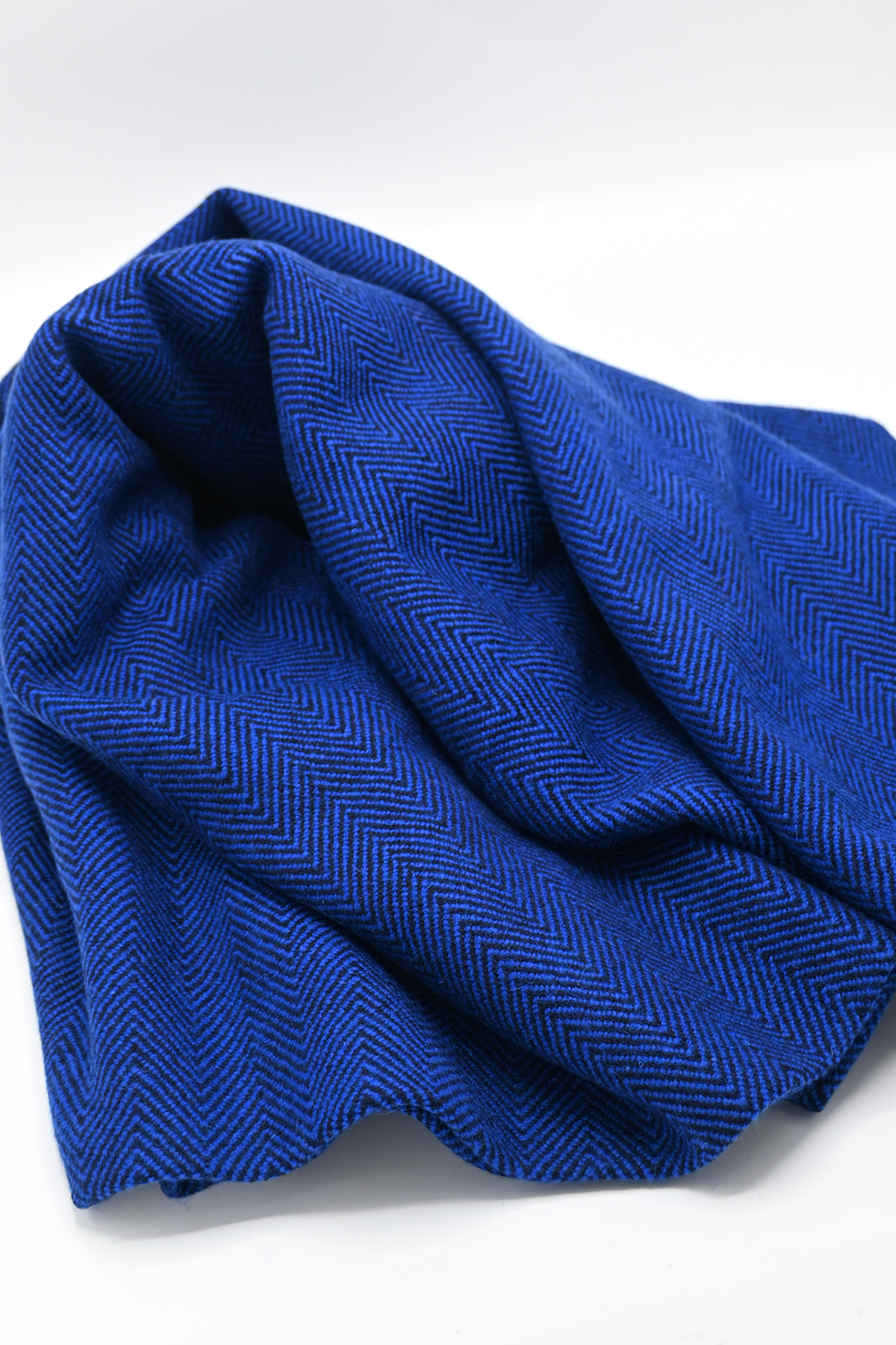 Cobalt Blue Herringbone Wool Blanket