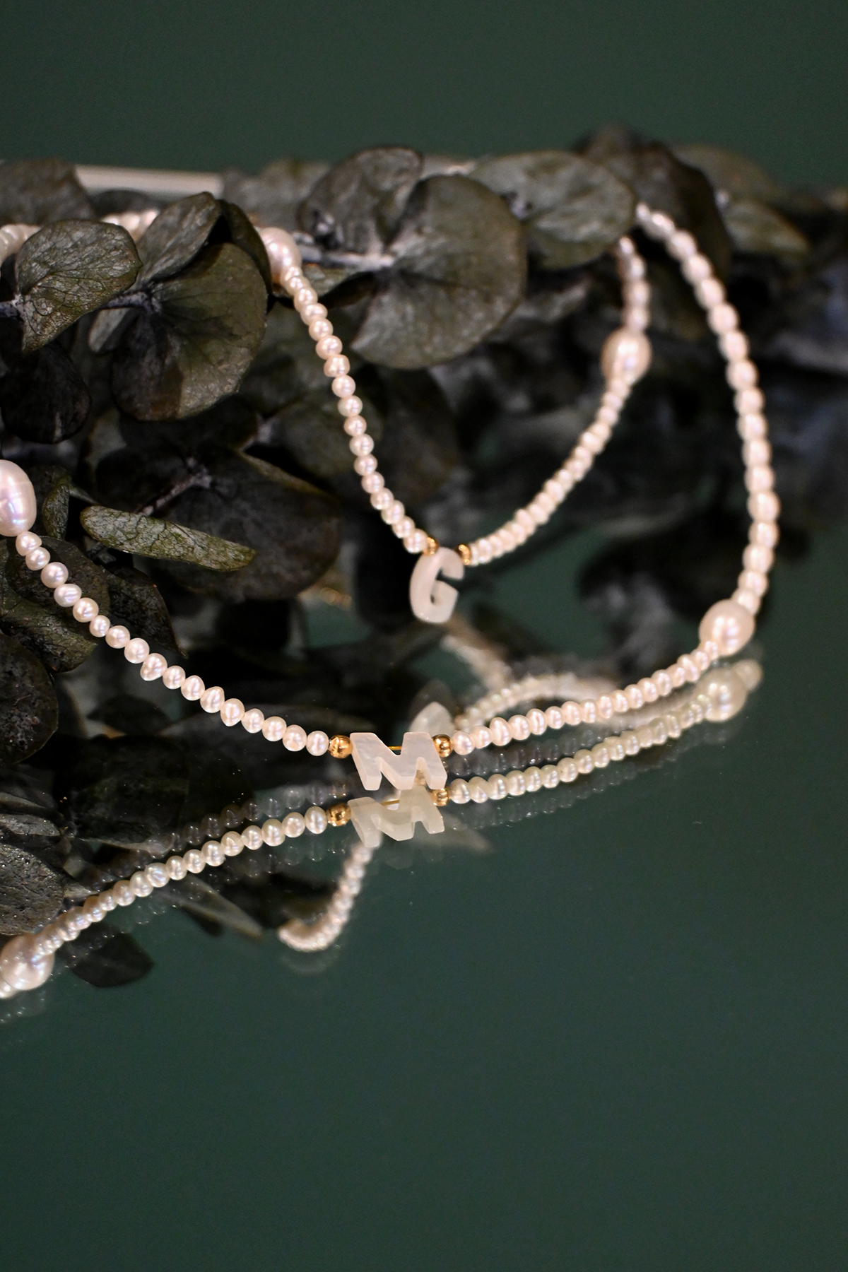 Freshwater Pearl Necklace with Letter Charm