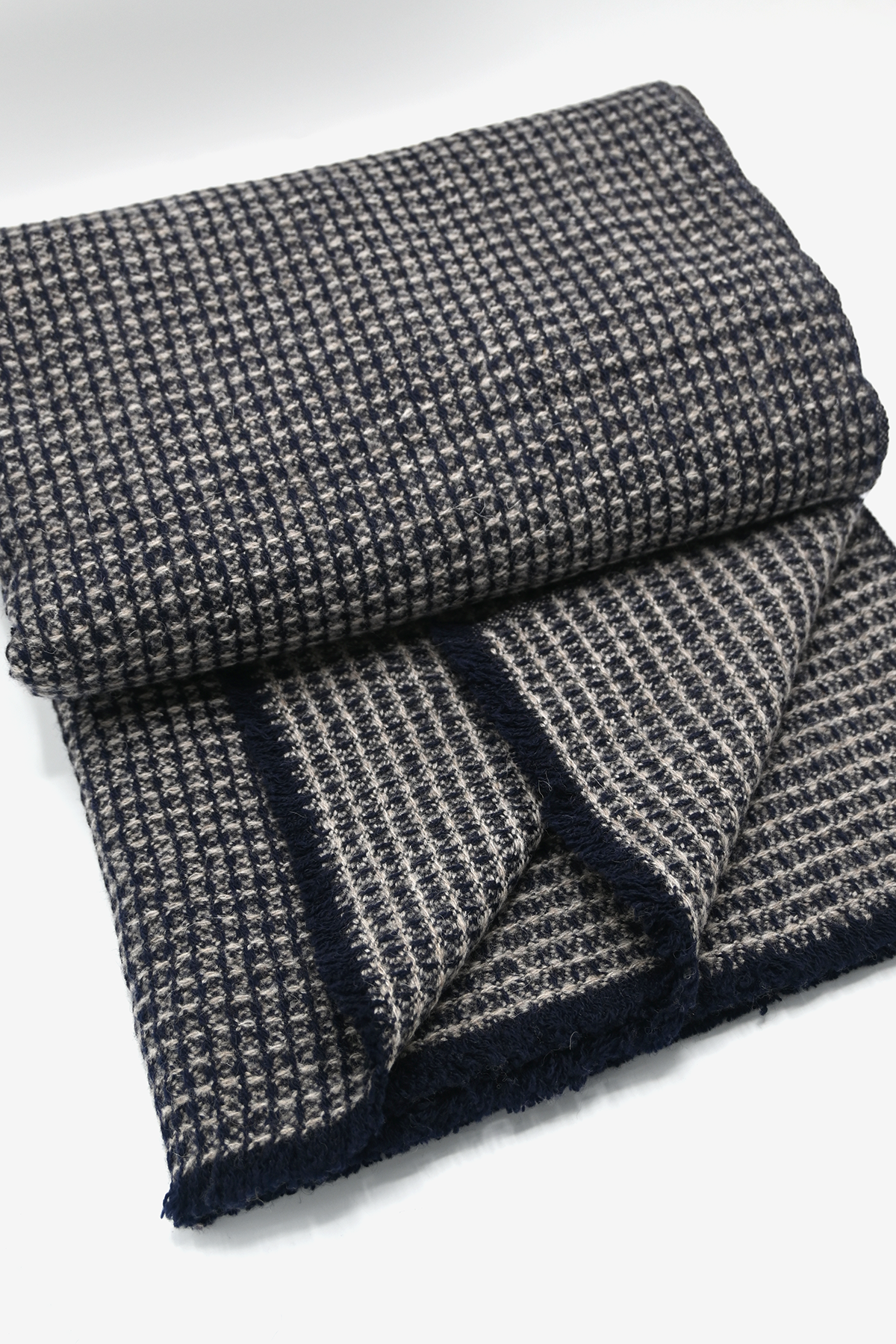 Navy Grey Wool Blanket