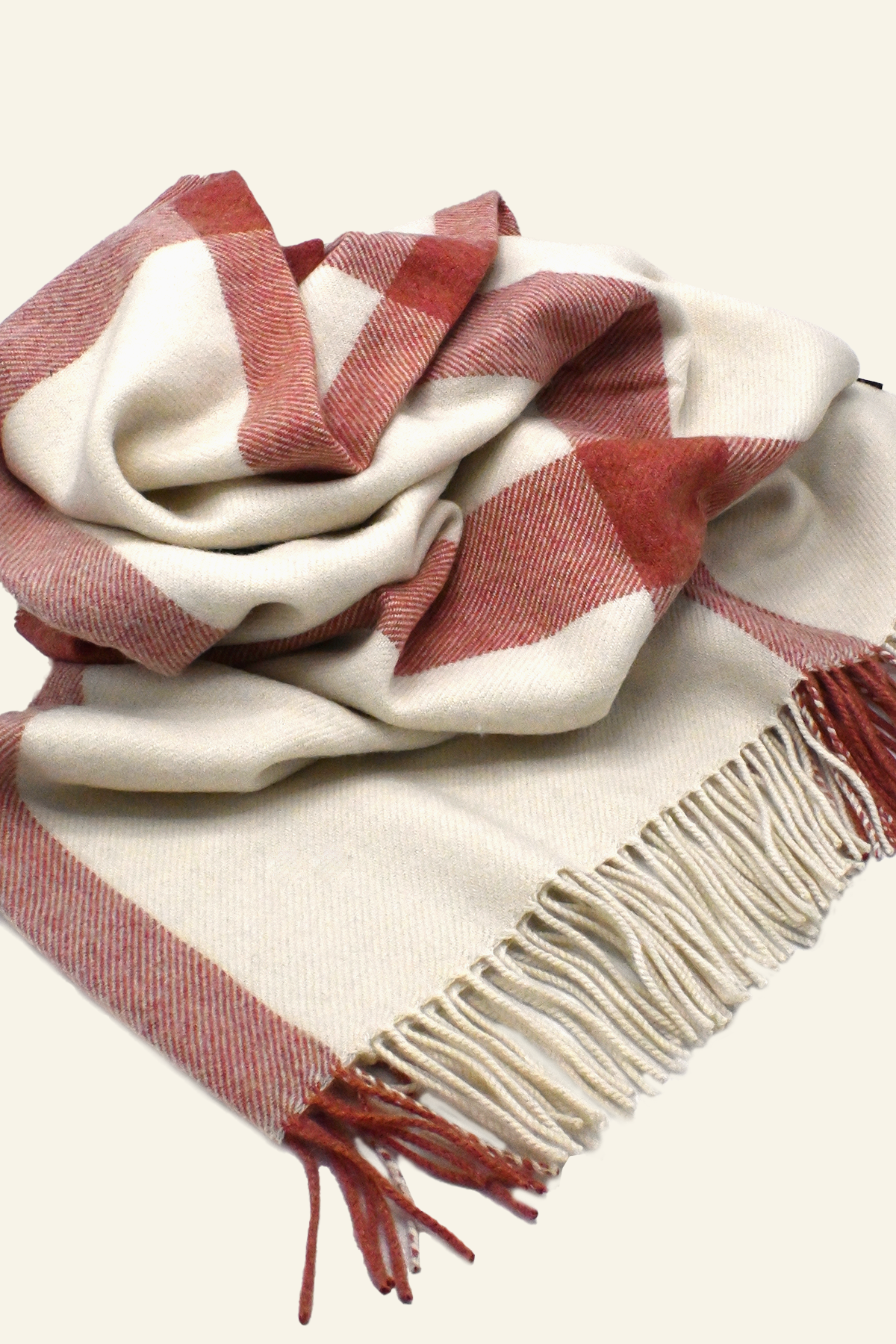 Cream &amp; Pink Cashmere Throw