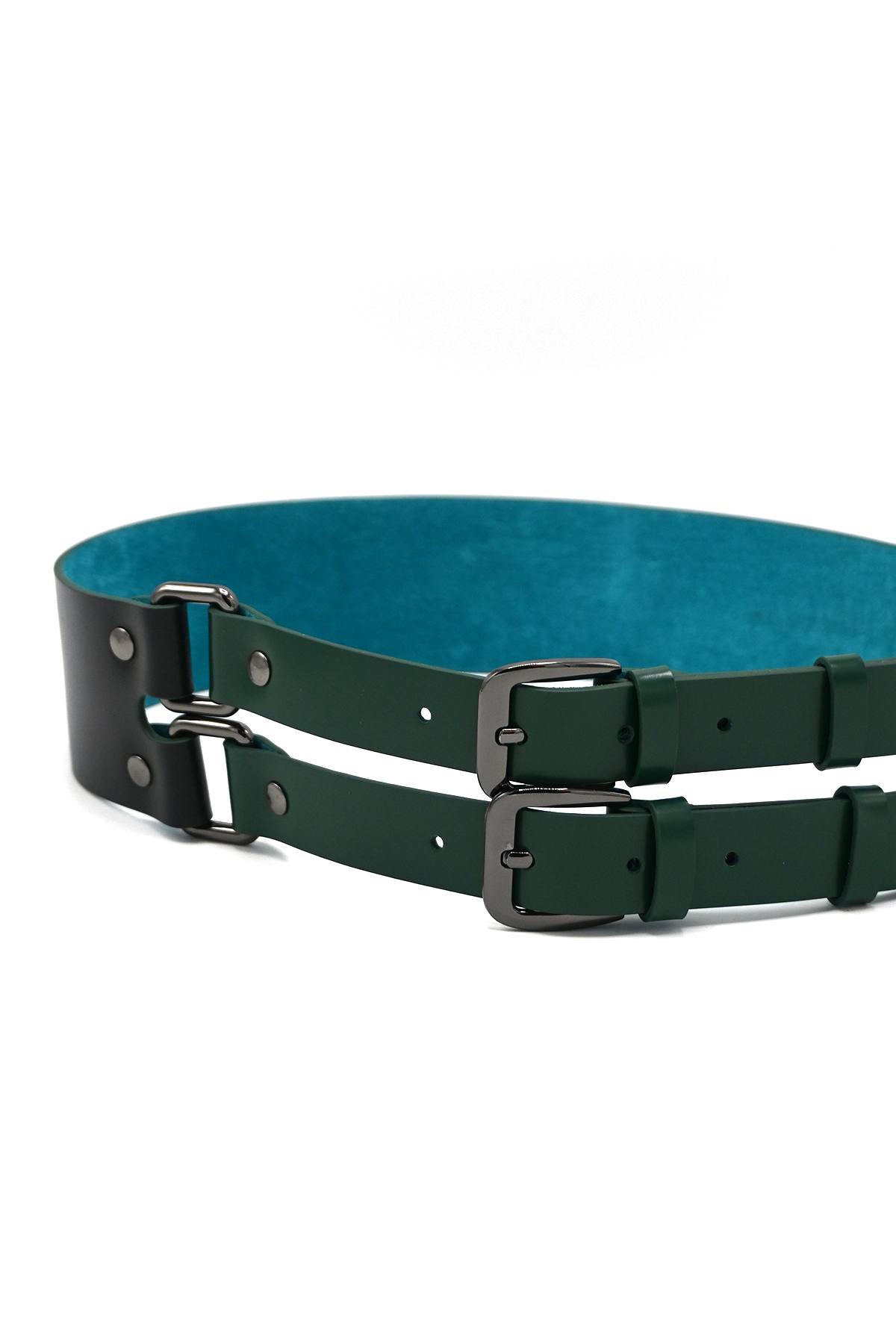 Wide Green Leather Waist Belt