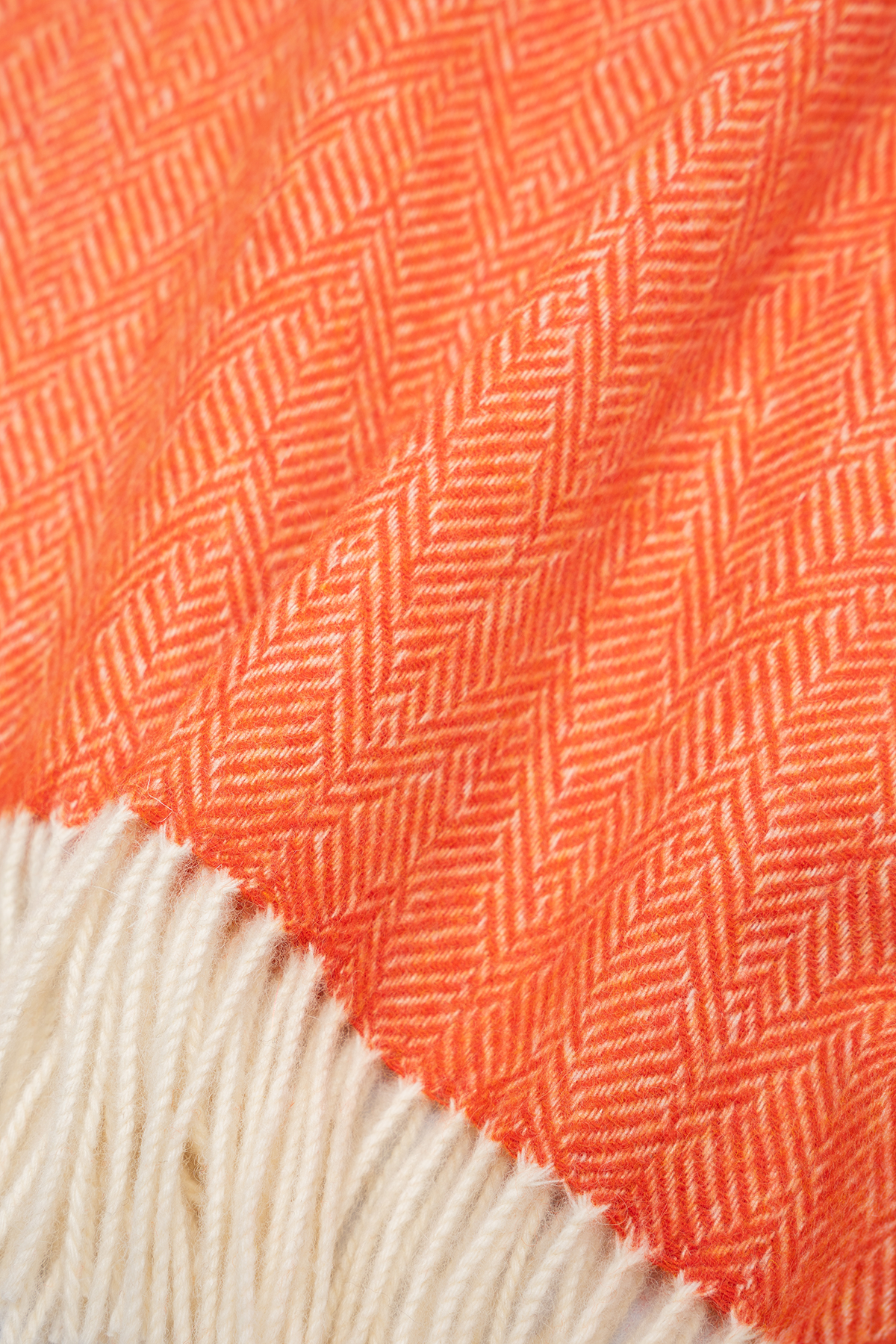 Orange Herringbone Pattern Wool Throw