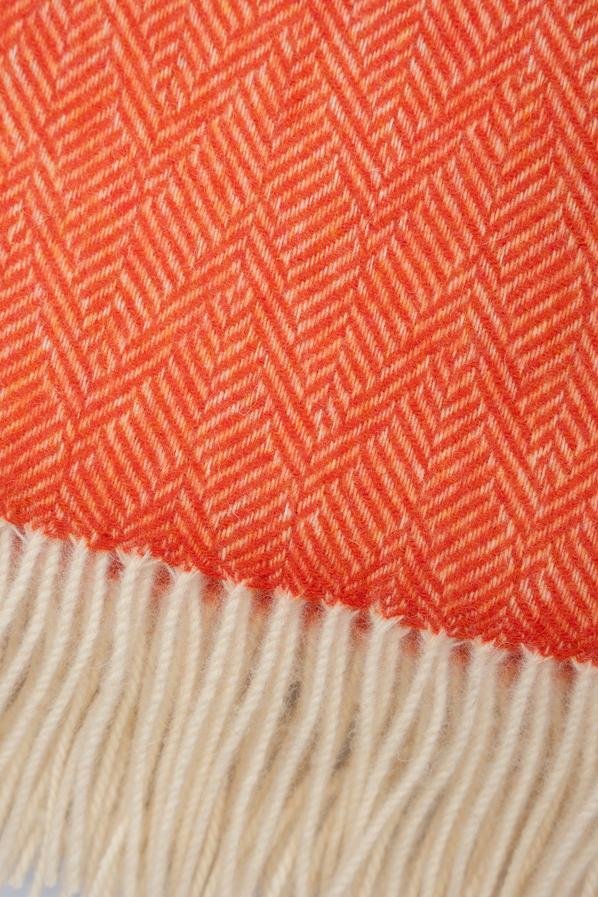 Orange Herringbone Pattern Wool Throw