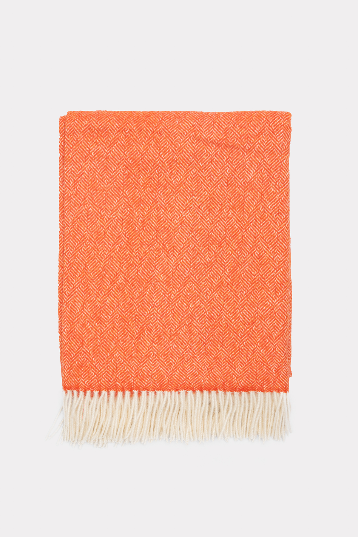 Orange Herringbone Pattern Wool Throw