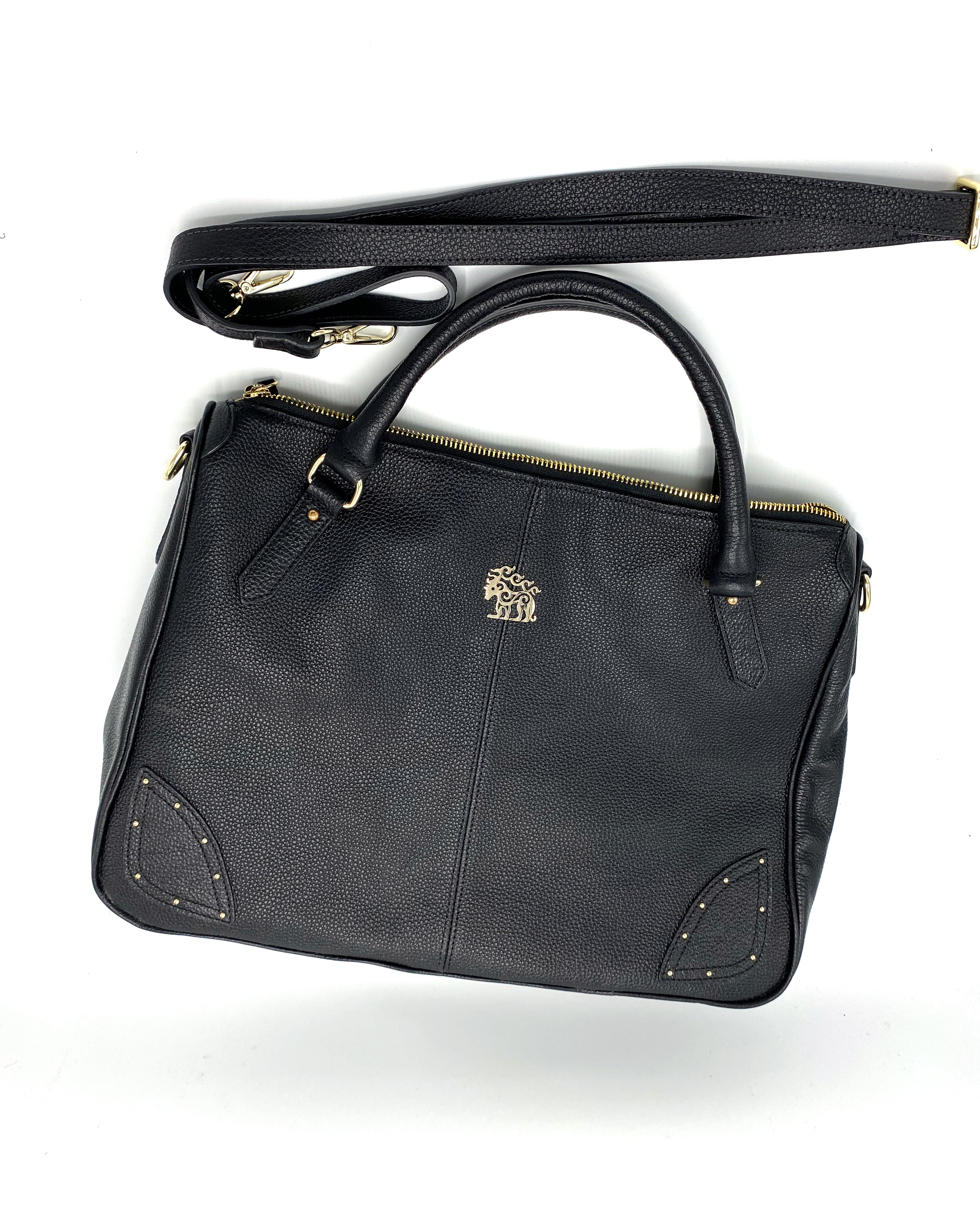 Black genuine leather online handbags